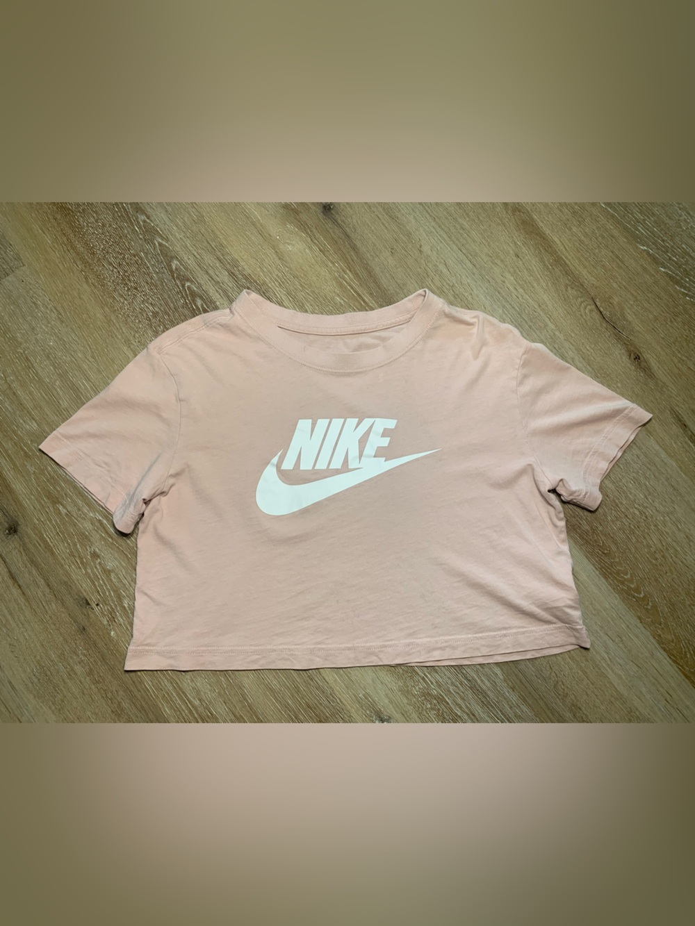 Nike Women's Light Pink Cropped Loose Fit Tee Size XS 100% Cotton